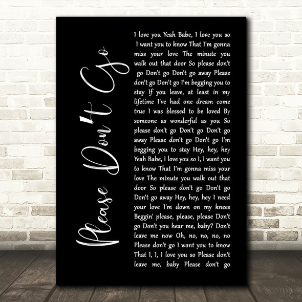 KC And The Sunshine Band Please Don't Go Black Script Song Lyric Print