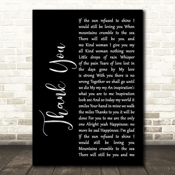 Led Zeppelin Thank You Black Script Song Lyric Quote Print