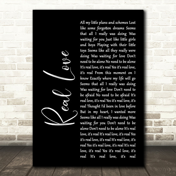 The Beatles Real Love Black Script Song Lyric Quote Print