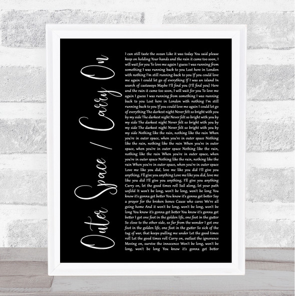 5 Seconds of Summer Outer Space Carry On Black Script Song Lyric Print