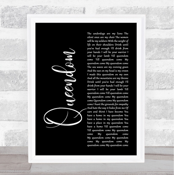 AURORA Queendom Black Script Song Lyric Print