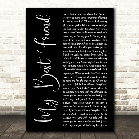 Tim McGraw My Best Friend Black Script Song Lyric Quote Print