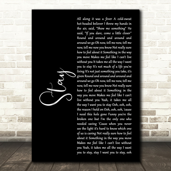 Rihanna Stay Black Script Song Lyric Music Art Print