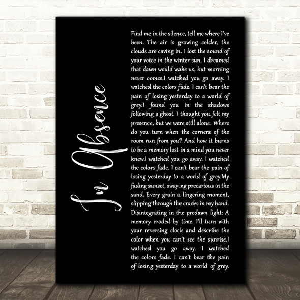 Silent Planet In Absence Black Script Song Lyric Music Art Print