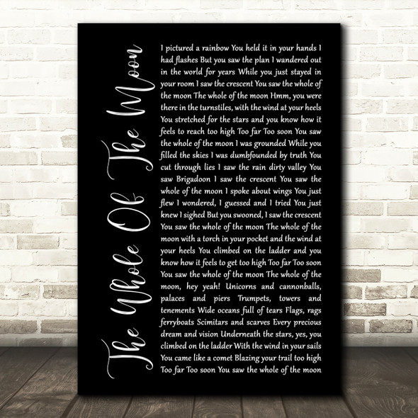 The Waterboys The Whole Of The Moon Black Script Song Lyric Music Art Print