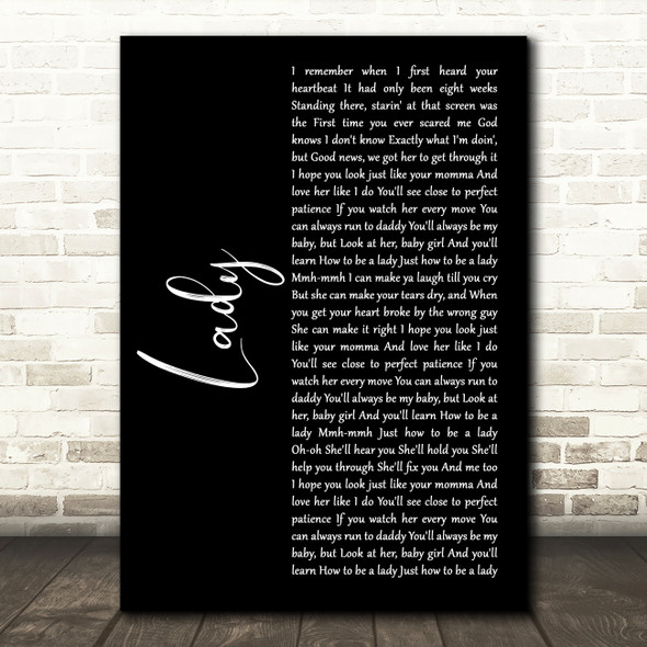 Brett Young Lady Black Script Song Lyric Music Art Print
