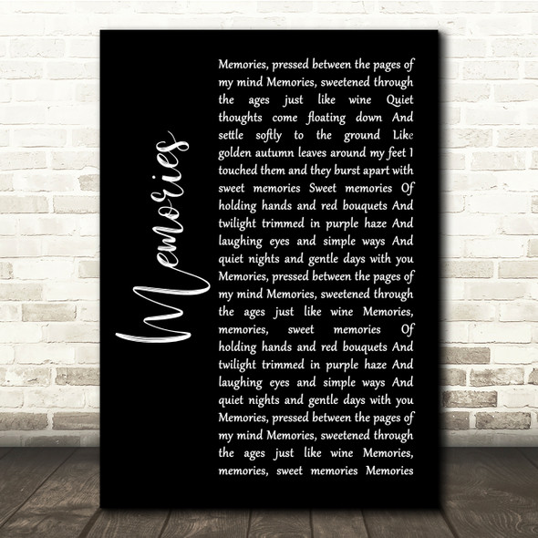 Elvis Presley Memories Black Script Song Lyric Quote Music Print