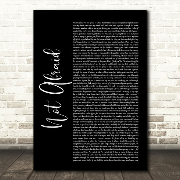 Eminem Not Afraid Black Script Song Lyric Quote Music Print