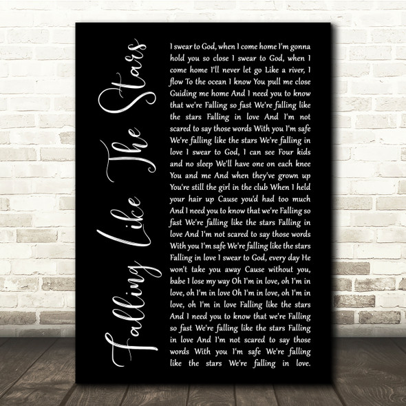James Arthur Falling Like The Stars Black Script Song Lyric Quote Music Print