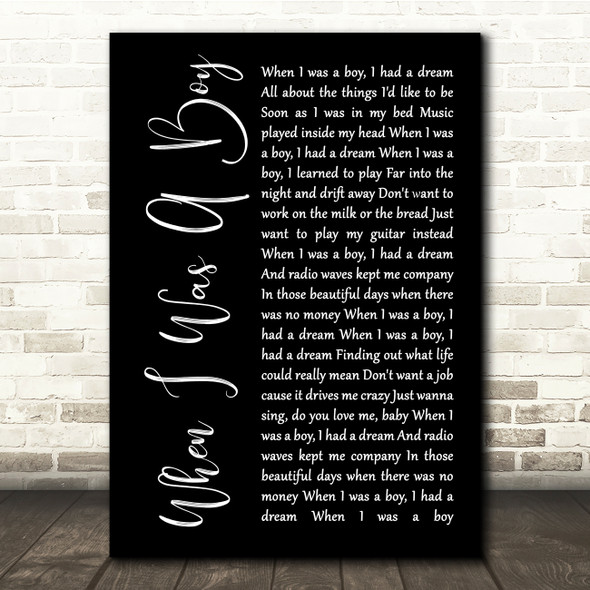 Jeff Lynne's ELO When I Was A Boy Black Script Song Lyric Quote Music Print
