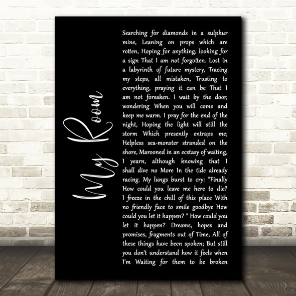 Peter Hammill My Room Black Script Song Lyric Quote Music Print