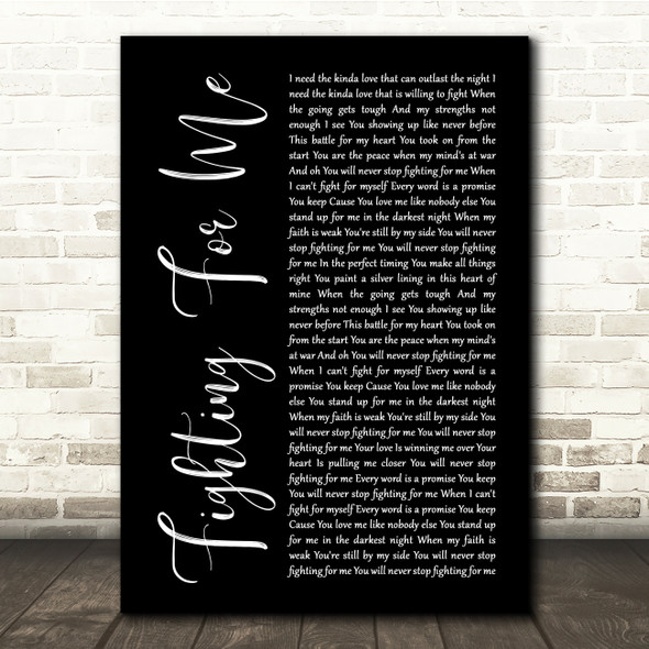 Riley Clemmons Fighting For Me Black Script Song Lyric Quote Music Print