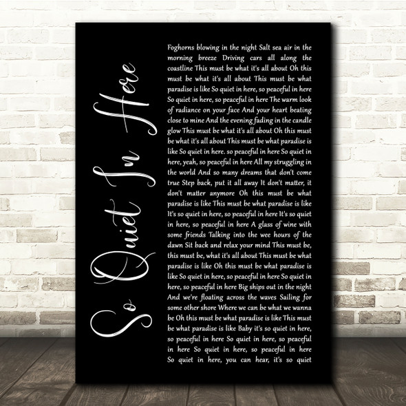 Van Morrison So Quiet In Here Black Script Song Lyric Quote Music Print