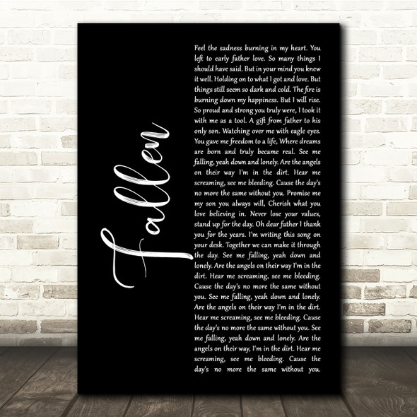 Volbeat Fallen Black Script Song Lyric Quote Music Print