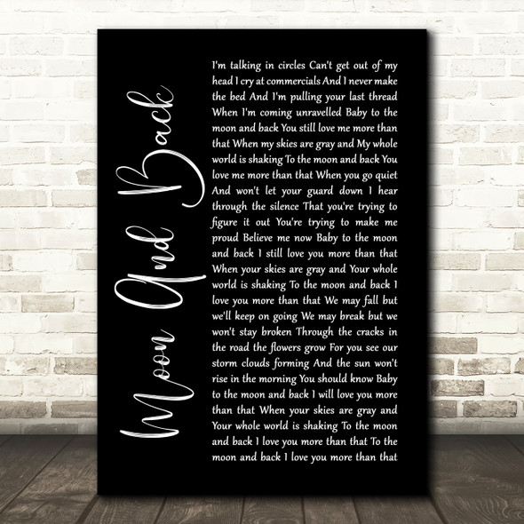 Alice Kristiansen Moon And Back Black Script Song Lyric Quote Print