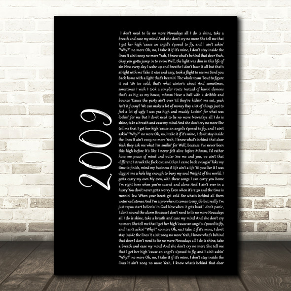 Mac Miller 2009 Black Script Song Lyric Quote Print
