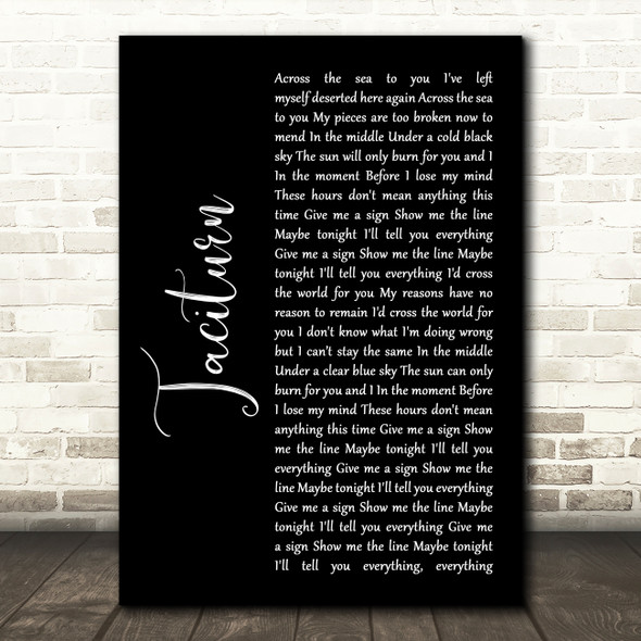 Stone Sour Taciturn Black Script Song Lyric Quote Print
