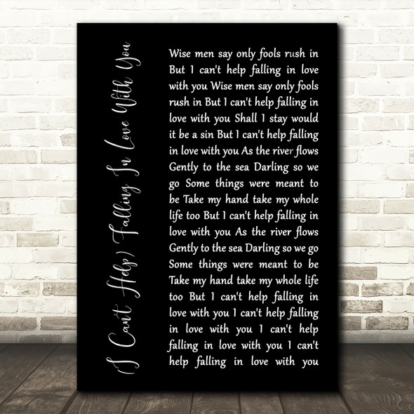 UB40 (I Can't Help) Falling In Love With You Black Script Song Lyric Quote Print