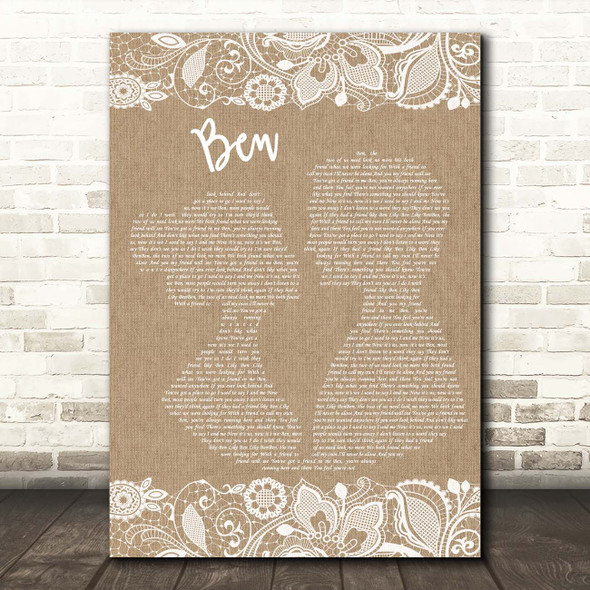 Michael Jackson Ben Burlap & Lace Song Lyric Print