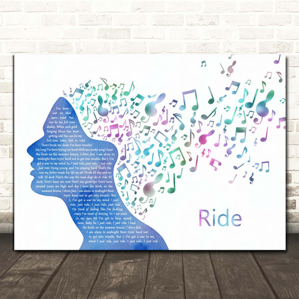 Lana Del Rey Ride Colourful Music Note Hair Song Lyric Print