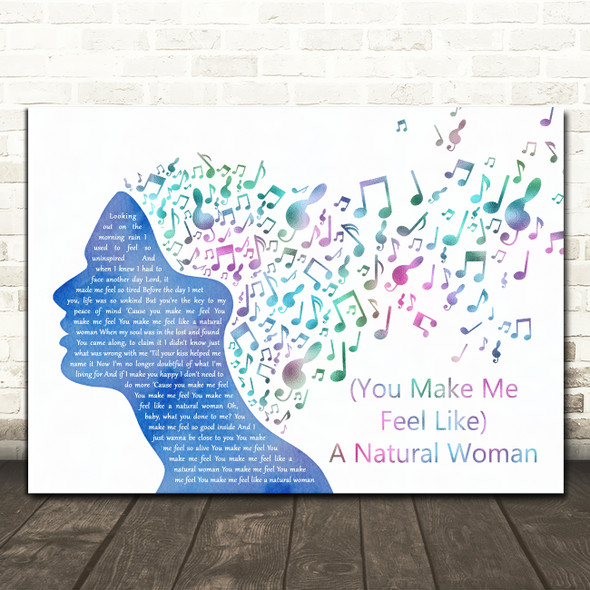 Aretha Franklin (You Make Me Feel Like) A Natural Woman Colourful Music Note Hair Song Lyric Wall Art Print
