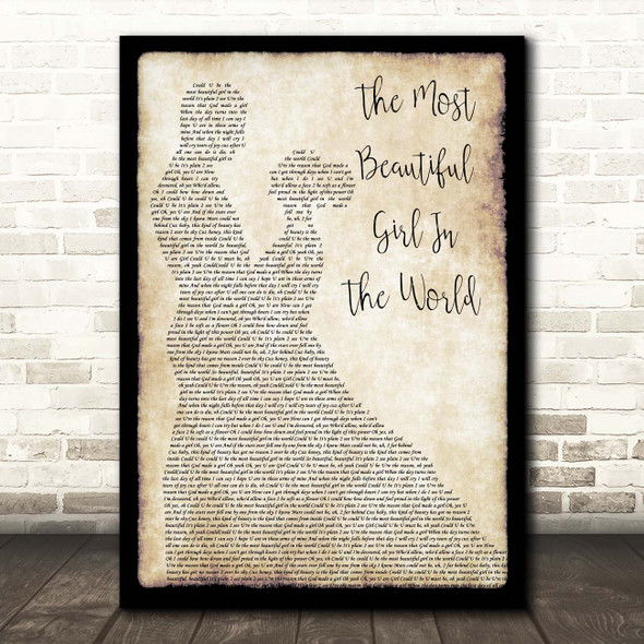 Prince The Most Beautiful Girl In The World Man Lady Dancing Song Lyric Print