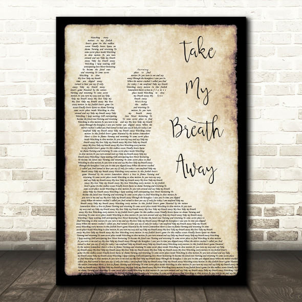 Berlin Take My Breath Away Man Lady Dancing Song Lyric Quote Print
