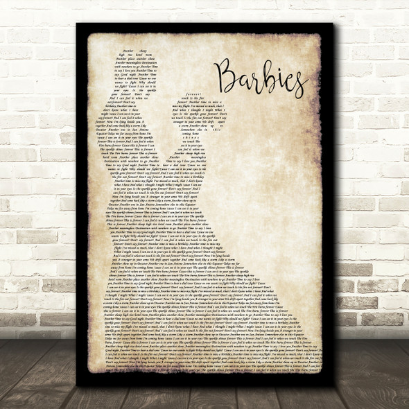 Pink Barbies Man Lady Dancing Song Lyric Quote Print