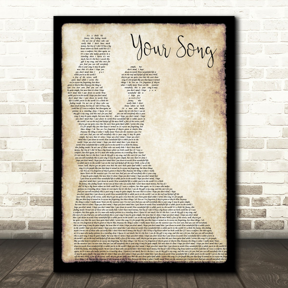 Elton John Your Song Man Lady Dancing Song Lyric Print