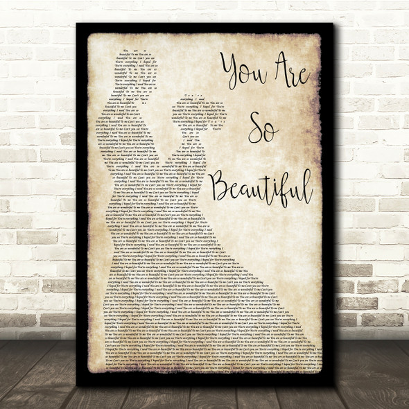 Joe Cocker You are so beautiful Man Lady Dancing Song Lyric Print