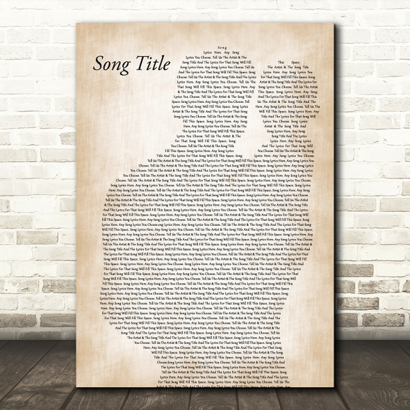 Any Song Lyrics Custom Father & Baby Song Lyric Print