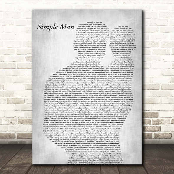 Lynyrd Skynyrd Simple Man Father & Baby Grey Song Lyric Print