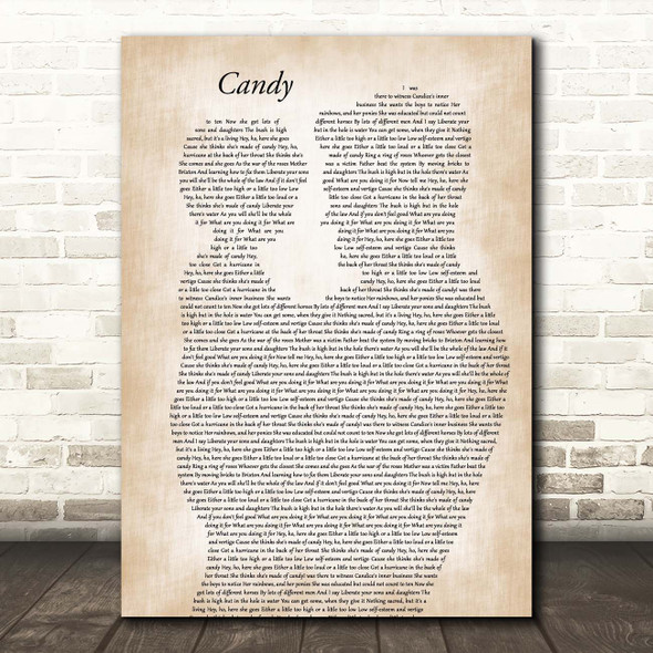 Robbie Williams Candy Father & Child Song Lyric Print