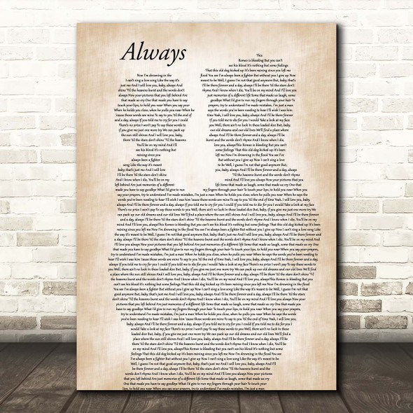 Bon Jovi Always Father & Child Song Lyric Print