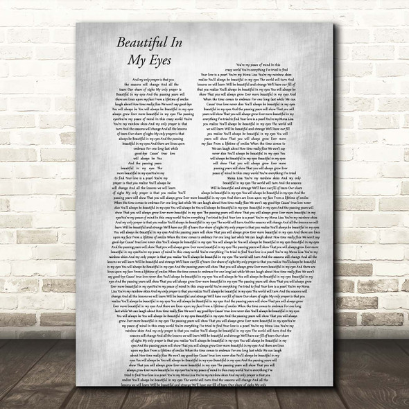 Joshua Kadison Beautiful In My Eyes Father & Child Grey Song Lyric Print