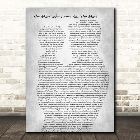 Zac Brown Band The Man Who Loves You The Most Father & Child Grey Song Lyric Print