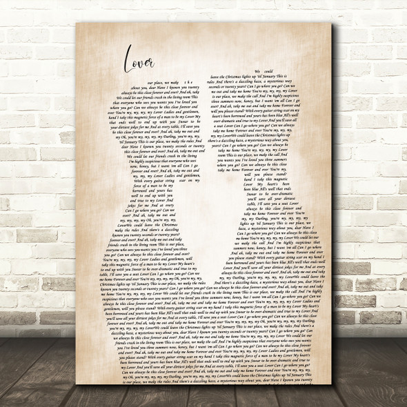 Taylor Swift Lover Two Men Gay Couple Wedding Song Lyric Music Art Print