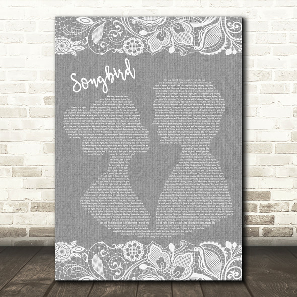 Eva Cassidy Grey Songbird Burlap & Lace Grey Song Lyric Print
