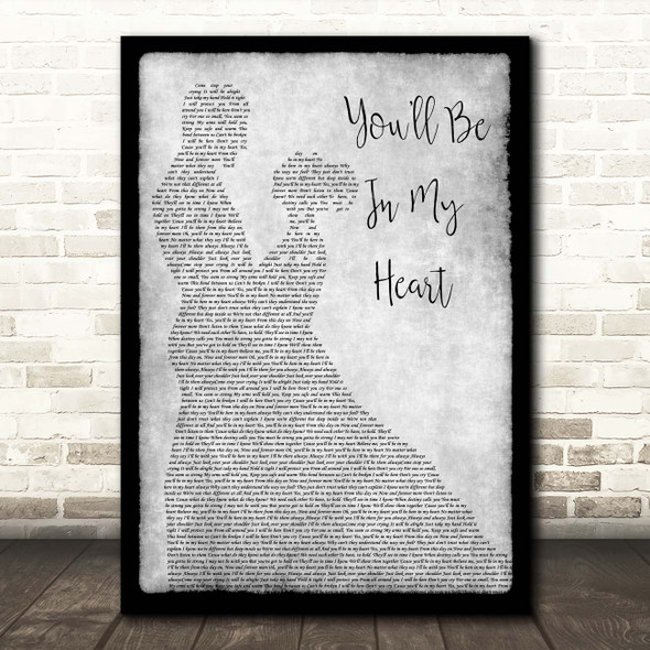 Phil Collins You'll Be In My Heart Grey Man Lady Dancing Song Lyric Print