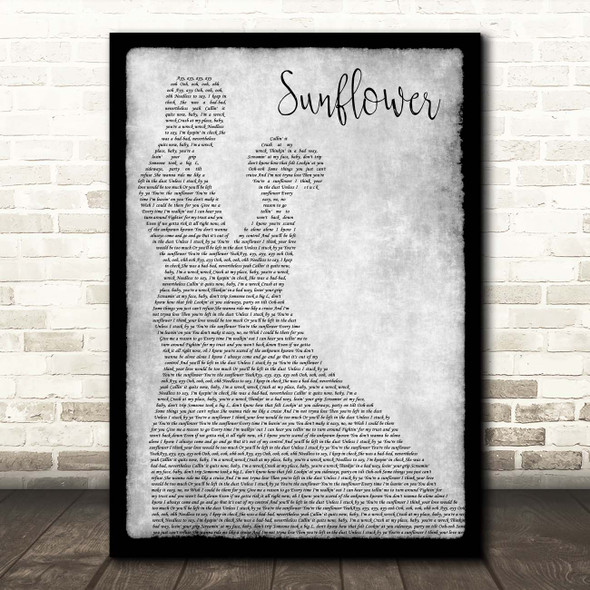 Post Malone & Swae Lee Sunflower Grey Man Lady Dancing Song Lyric Print