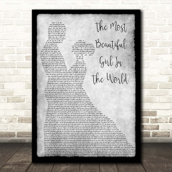 Prince The Most Beautiful Girl In The World Grey Man Lady Dancing Song Lyric Print