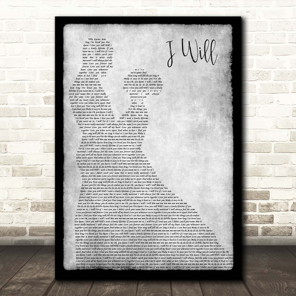 The Beatles I Will Grey Man Lady Dancing Song Lyric Print