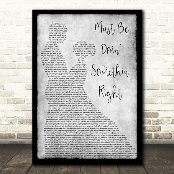Billy Currington Must Be Doin' Somethin' Right Grey Man Lady Dancing Song Lyric Wall Art Print