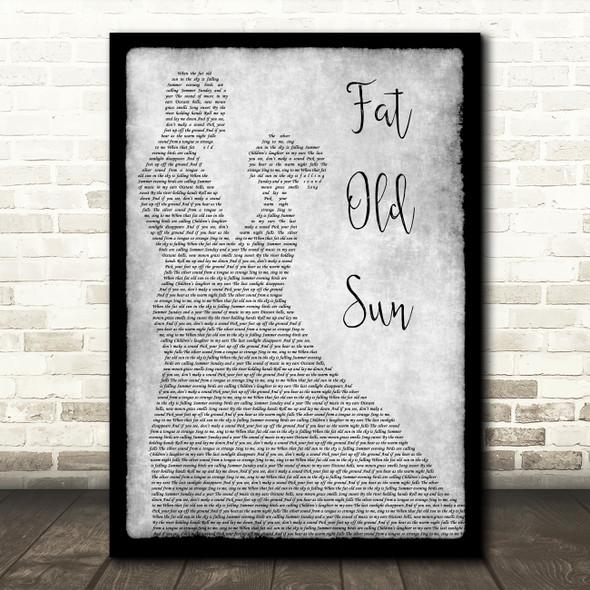 Pink Floyd Fat Old Sun Man Lady Dancing Grey Song Lyric Quote Print