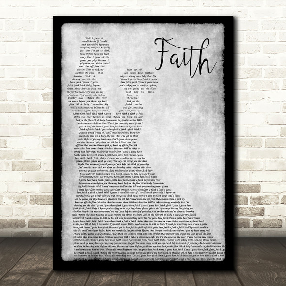 George Michael Faith Man Lady Dancing Grey Song Lyric Quote Print