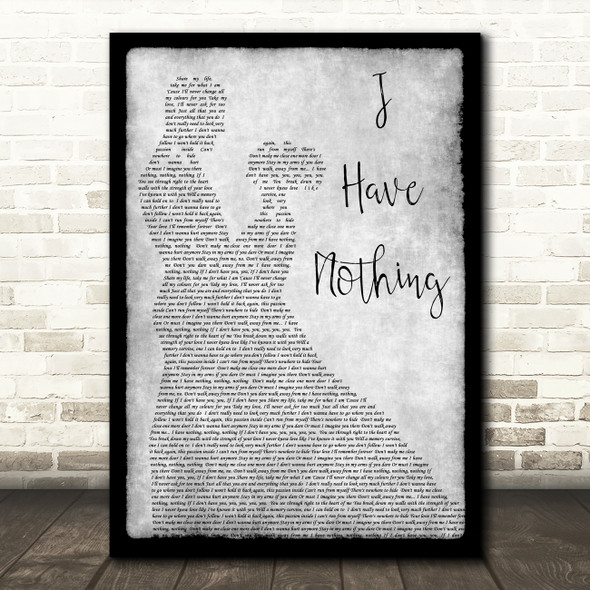 Whitney Houston I Have Nothing Man Lady Dancing Grey Song Lyric Quote Print