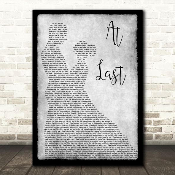 Etta James At Last Grey Song Lyric Man Lady Dancing Quote Print