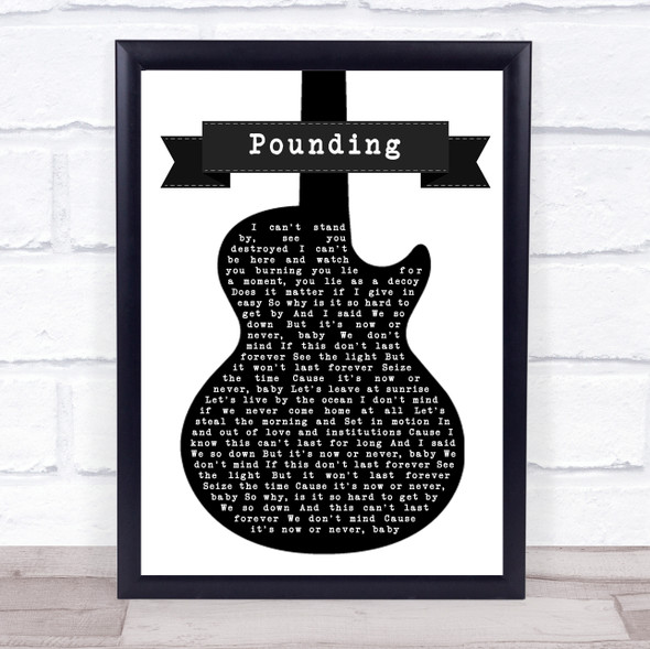 Doves Pounding Black & White Guitar Song Lyric Print