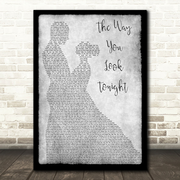 Frank Sinatra The Way You Look Tonight Man Lady Dancing Grey Song Lyric Print