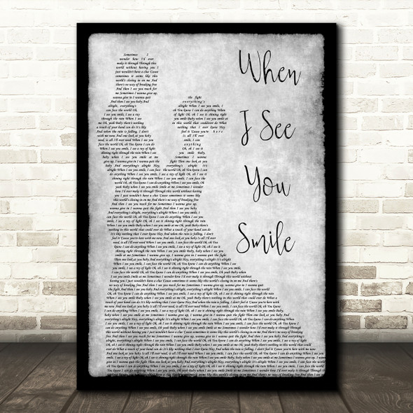 Bad English When I See You Smile Grey Song Lyric Man Lady Dancing Quote Print